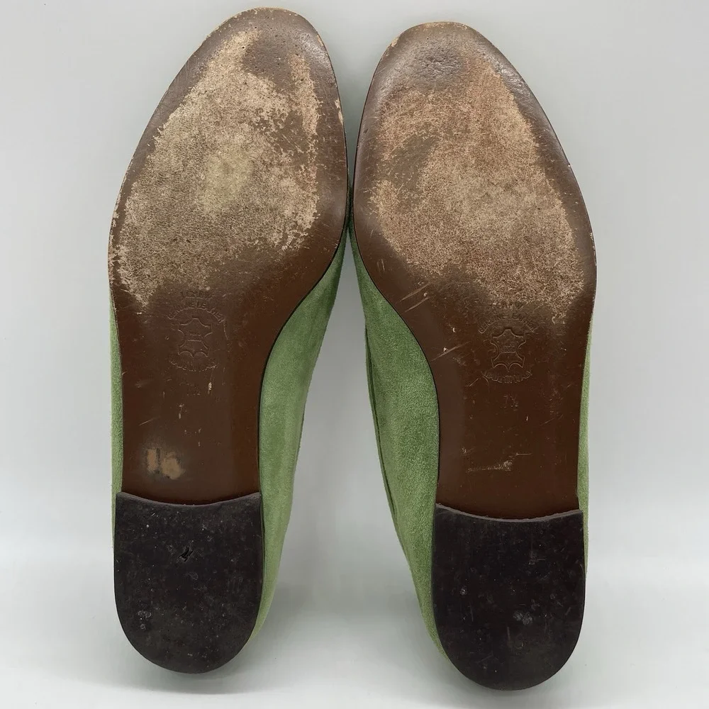 J. Crew Green Suede Tassel Loafers